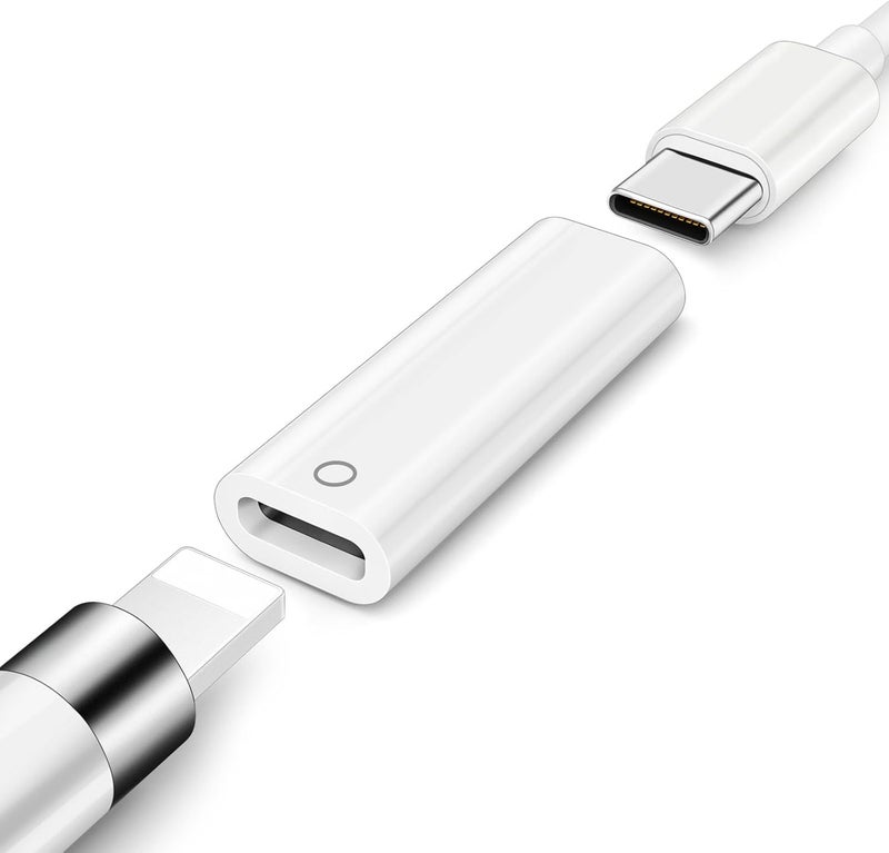 ASKUBSKU محول شاحن قلم رصاص لجهاز آبل قلم الجيل الأول، محول USB-C إلى Lightning لتوصيل الشحن الملحقات USBC الاقتران لجهاز آيباد الجيل 10 11 A16، محول USB-C إلى قلم رصاص الجيل الأول - Image 1